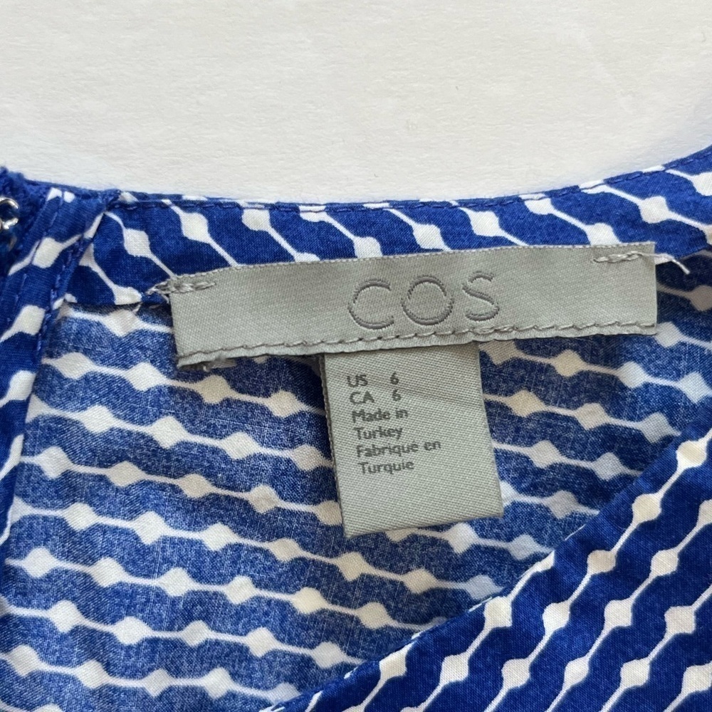 COS Twist Knot Blouse Blue Size 6 - Picture 4 of 8